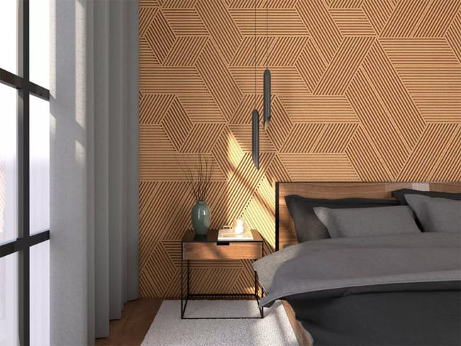 Panel ścienny 3D korkowy dekoracyjny Romb Paski Stelle