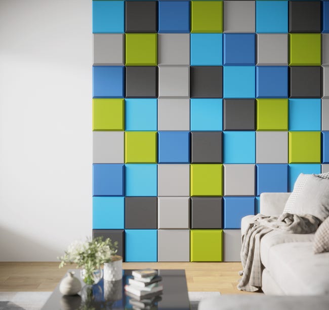 Panel ścienny 3D pianka akustyczna dekoracyjna 30x30 cm Aqustic turkusowa niska Apama
