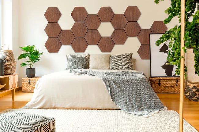 Panel ścienny MDF dekoracyjny Heksagon orzech 1001 Stelle