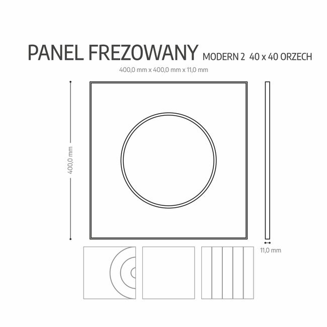 Panel ścienny MDF dekoracyjny frezowany kwadratowy Modern 2 40x40 cm Orzech Fllow