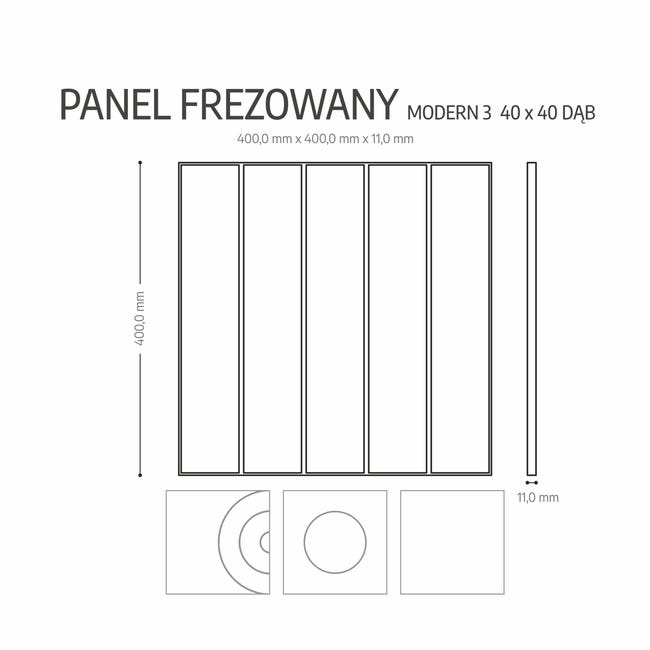 Panel ścienny MDF dekoracyjny frezowany kwadratowy Modern 3 40x40 cm Dąb Fllow