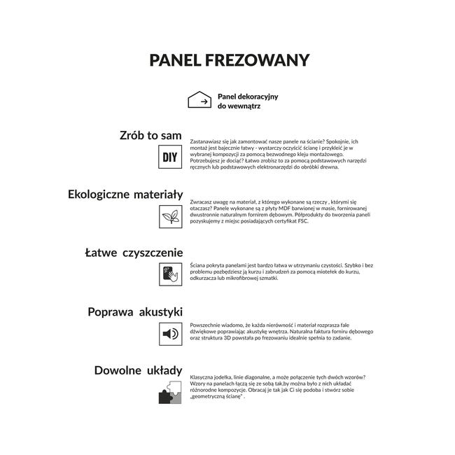 Panel ścienny MDF dekoracyjny frezowany kwadratowy Modern 3 40x40 cm Dąb Fllow