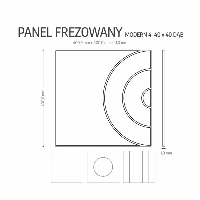 Panel ścienny MDF dekoracyjny frezowany kwadratowy Modern 4 40x40 cm Dąb Fllow