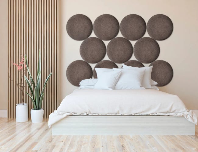 Panel ścienny tapicerowany koło średnica 40 cm szare Velvet 93 Stelle