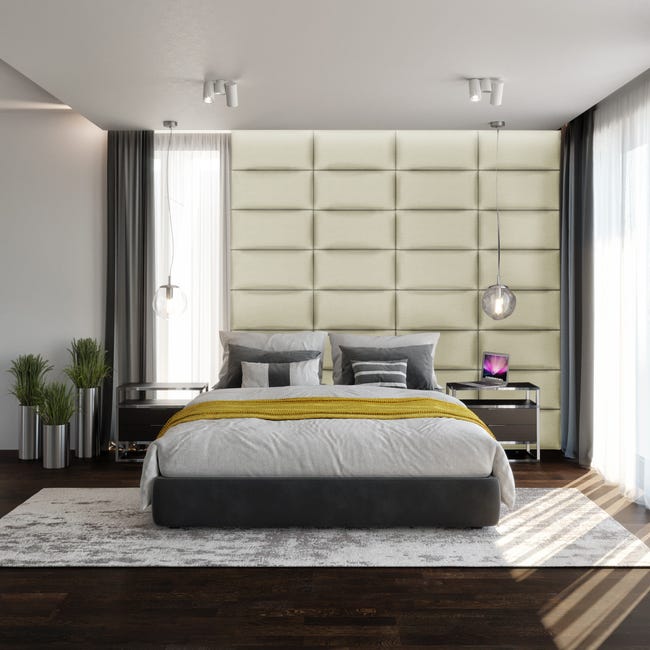 Panel ścienny tapicerowany prostokąt 60x30 cm beżowy Vega 02 Stelle