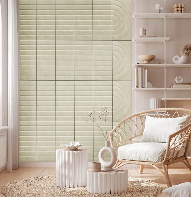 Panel ścienny tapicerowany prostokąt 60x30 cm tkanina na filcu pasy proste Vega 02 Folte