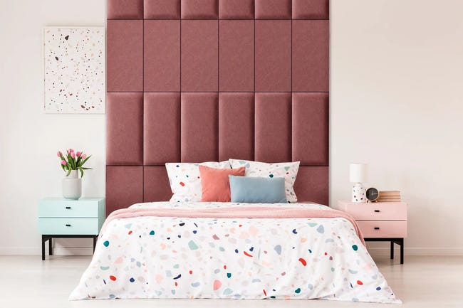 Panel ścienny tapicerowany prostokąt 60x30 cm tkanina na filcu różowy Seal 61 Folte