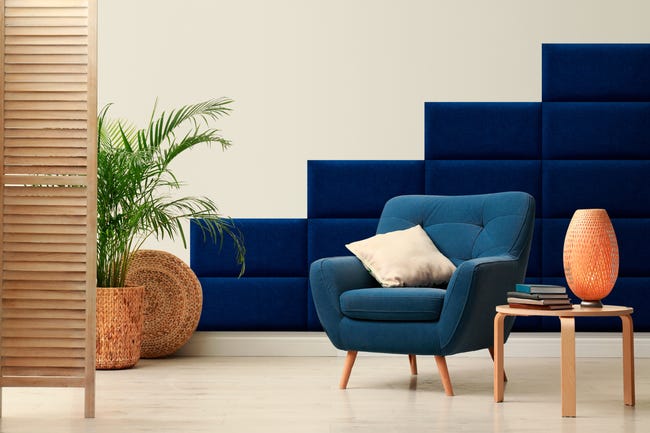 Panel ścienny tapicerowany prostokąt 60x30 niebieski mat Monoli Stelle