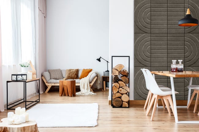 Panel ścienny tapicerowany prostokąt pasy proste 30x60 cm Houston 87 szarobrązowy Folte