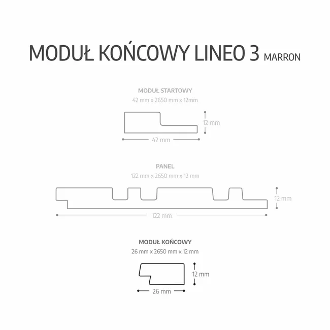 Panele lamele ścienne PCV Lineo 3 Marron moduł końcowy