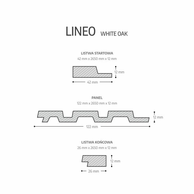 Panele lamele ścienne PCV dekoracyjne Lineo White Oak moduł końcowy Fllow