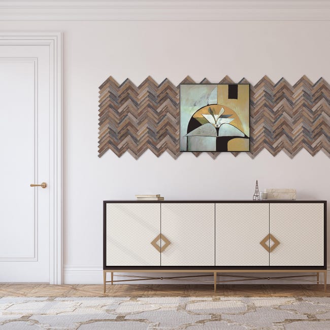 Panele ścienne samoprzylepne PCV dekoracyjne do kuchni jodełka Wood Angle Fllow