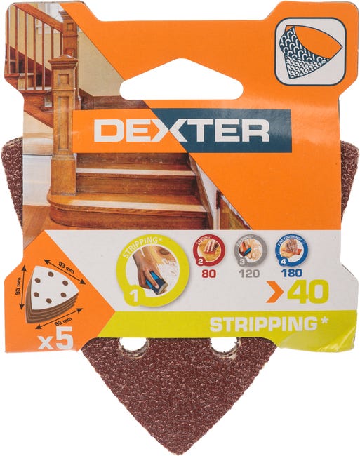 Papier ścierny DELTA 6 OTW P40 93 x 93 mm 5 szt. DEXTER