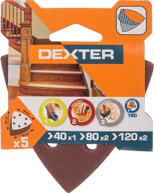 Papier ścierny DELTA 6 OTW P40/80/120 93 x 93 mm DEXTER