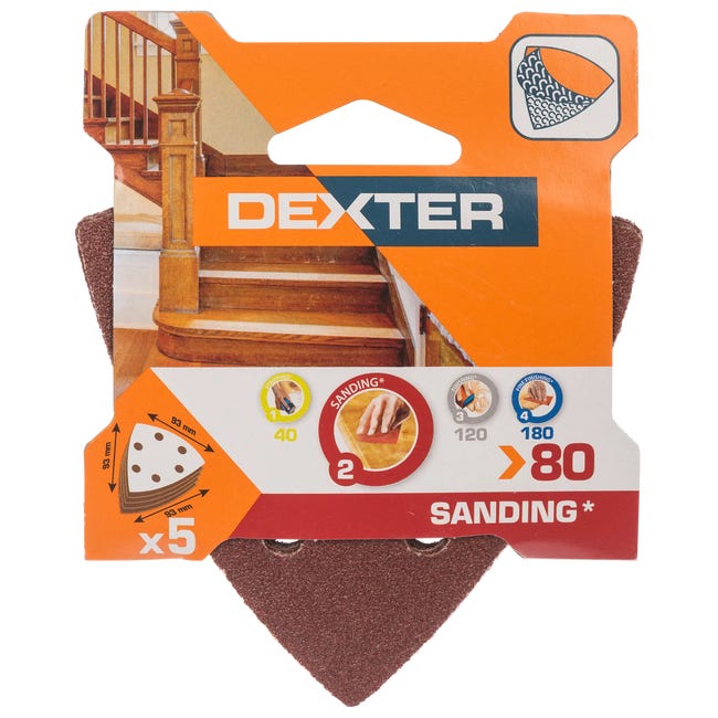 Papier ścierny DELTA 6 OTW P80 93 x 93 mm 5 szt. DEXTER
