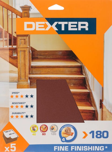 Papier ścierny DO DREWNA P180 230 x 280 mm DEXTER
