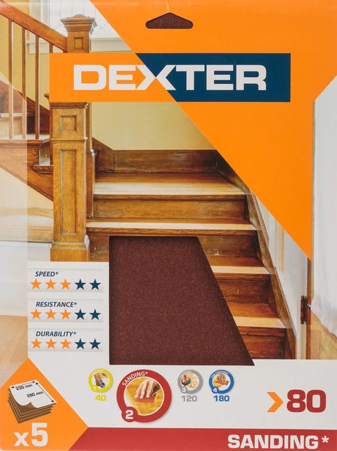 Papier ścierny DO DREWNA P80 230 x 280 mm DEXTER