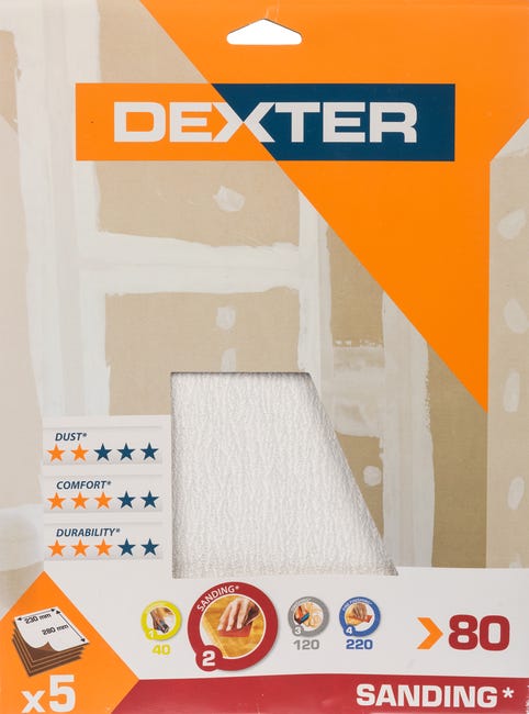 Papier ścierny DO GIPSU P80 230 x 280 mm DEXTER