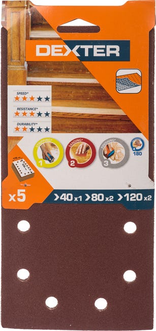 Papier ścierny UNIWERSALNY P40/P80/P120 230 x 115 mm DEXTER