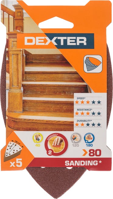 Papier ścierny ŻELAZKO 6 OTW P80 152 x 102 mm 5 szt. DEXTER