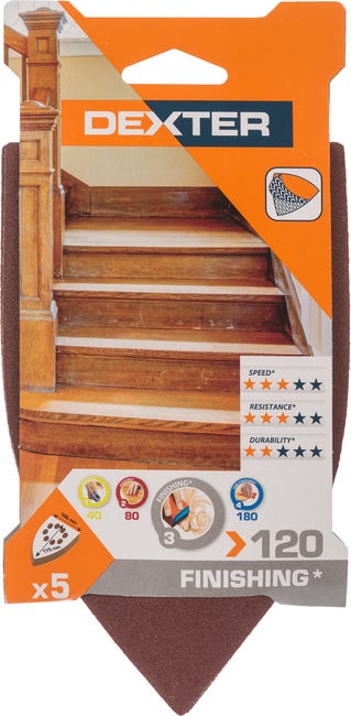 Papier ścierny ŻELAZKO 8 OTW P120 175 x 105 mm 5 szt. DEXTER