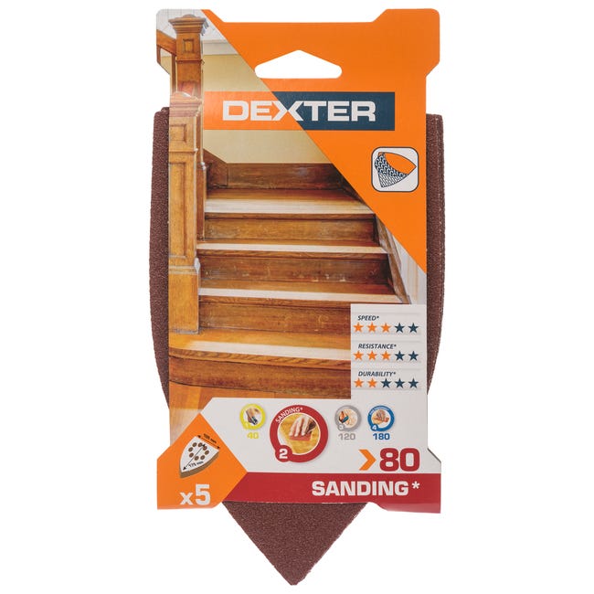 Papier ścierny ŻELAZKO 8 OTW P80 175 x 105 mm 5 szt. DEXTER