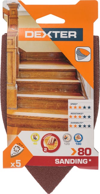 Papier ścierny ŻELAZKO 8 OTW P80 175 x 105 mm 5 szt. DEXTER