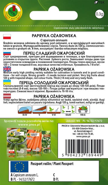 Papryka Ożarowska nasiona Pnos