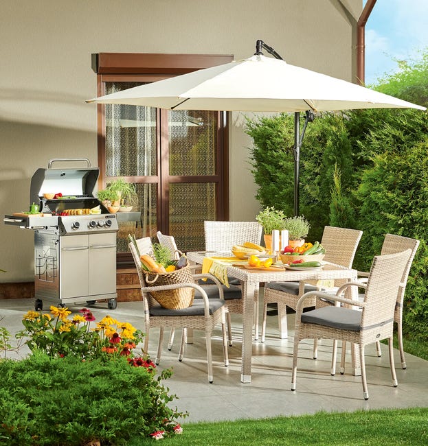 Parasol ogrodowy okrągły 300x250 cm kremowy