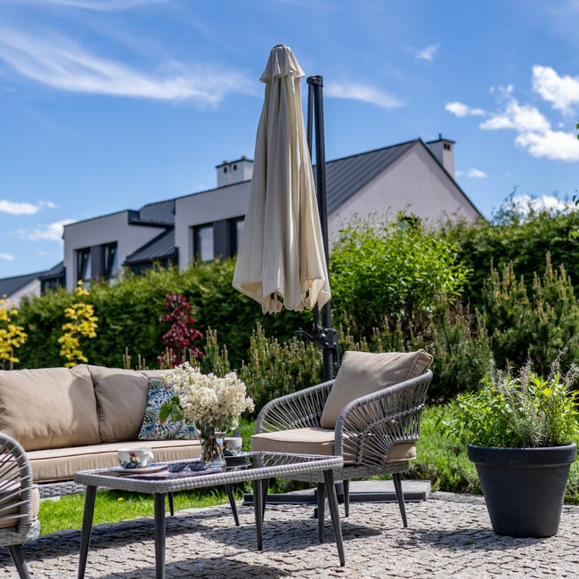 Parasol ogrodowy okrągły Kazuar 350x270 cm beżowy