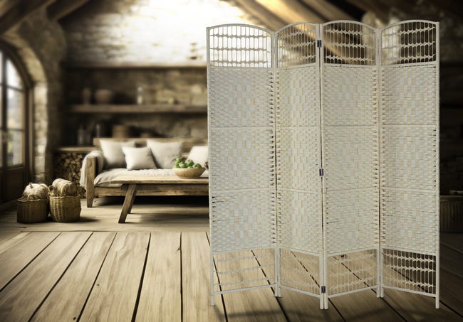 Parawan Bogna biały 200x180 cm 4 panele