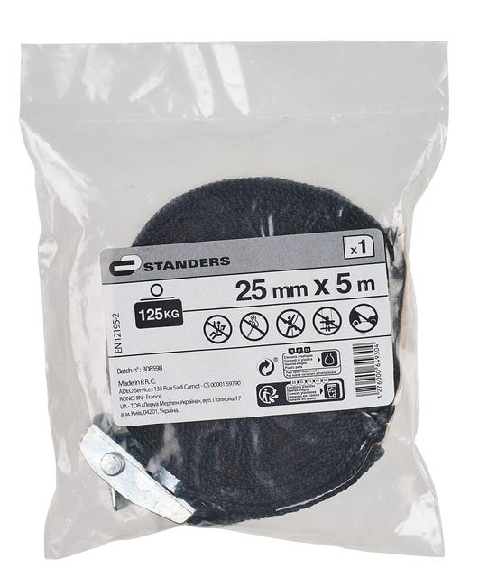 Pas transportowy 25 mm x 5 m 122 kg klamra Standers