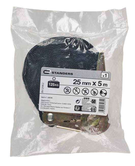 Pas transportowy 25 mm x 5 m 125 kg zapadka Standers