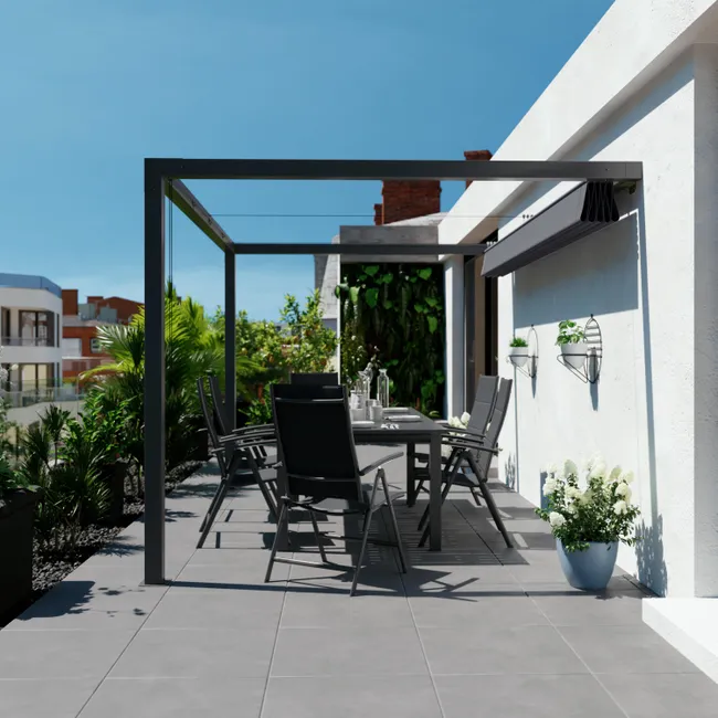 Pawilon ogrodowy pergola Manea 260x350x220 cm przyścienny antracyt Naterial