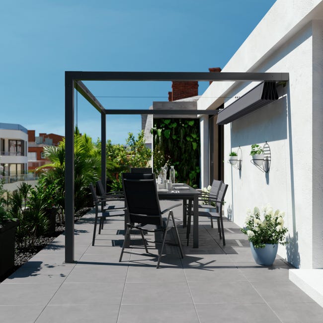 Pawilon ogrodowy pergola Manea 260x350x220 cm przyścienny antracyt Naterial