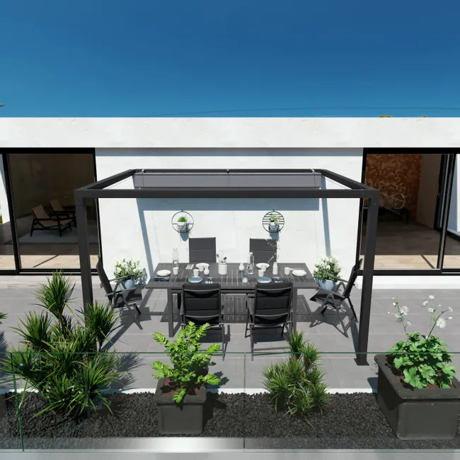 Pawilon ogrodowy pergola Manea 260x350x220 cm przyścienny antracyt Naterial