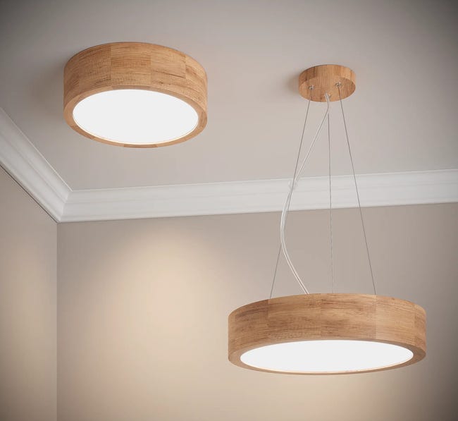Plafon Eveline dąb 27 cm E27 Lamkur