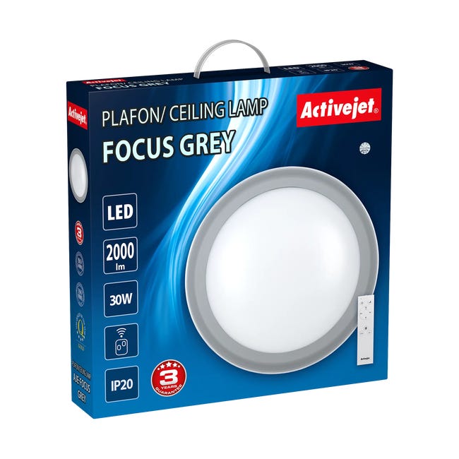 Plafon FOCUS z pilotem 45 cm grafit LED ACTIVEJET