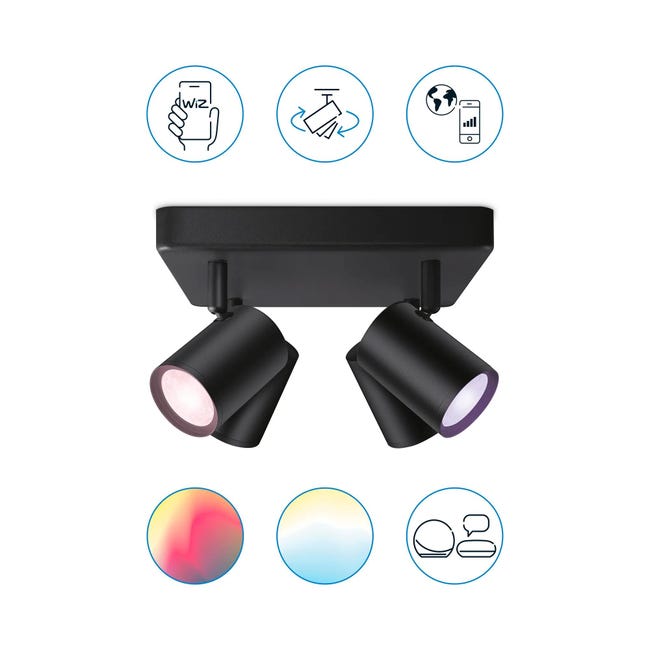 Plafon Imageo czarny RGB 4 x GU10 Wiz Smart lighting
