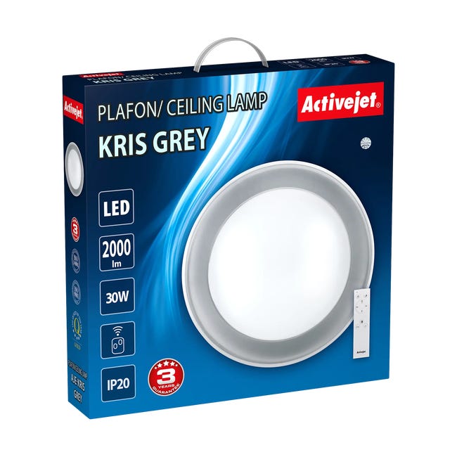 Plafon KRIS z pilotem 45 cm grafit LED ACTIVEJET