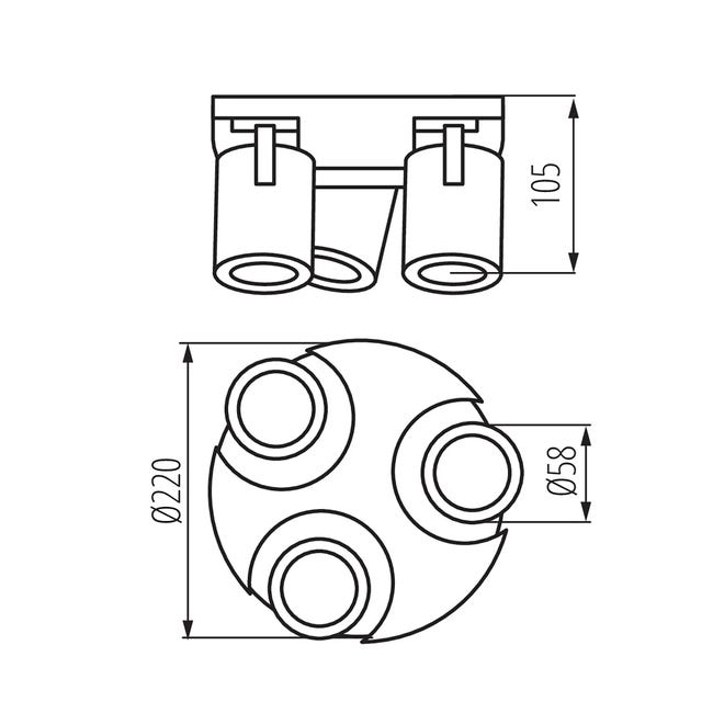 Plafon Laurin czarny 3 x GU10 Kanlux