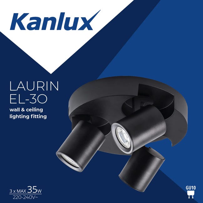 Plafon Laurin czarny 3 x GU10 Kanlux