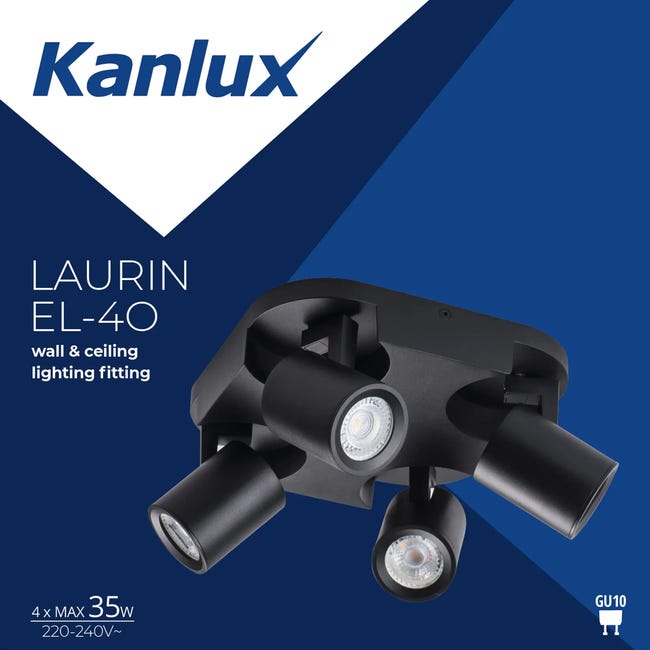 Plafon Laurin czarny 4 x GU10 Kanlux