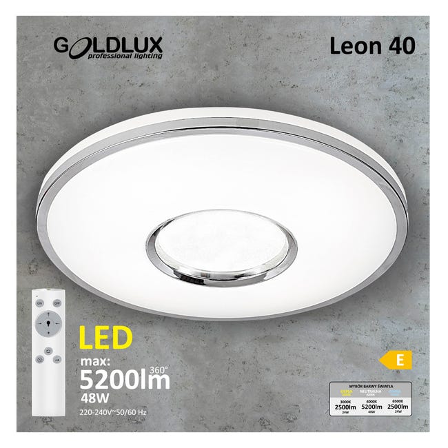 Plafon Leon z pilotem 39 cm biały 5200 lm LED Polux