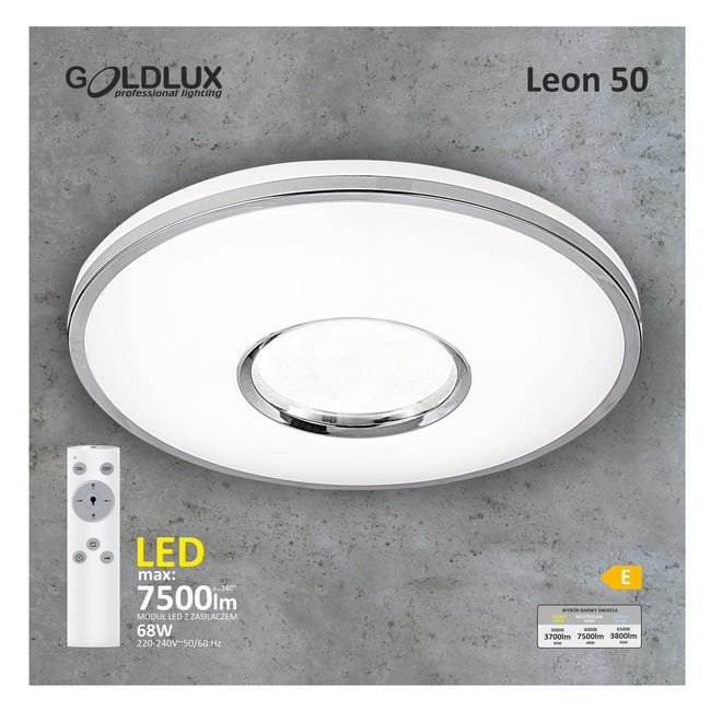 Plafon Leon z pilotem 49 cm biały 7500 lm LED Polux