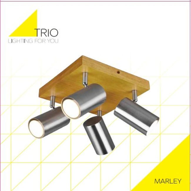 Plafon Marley srebrny z drewnem GU10 Trio