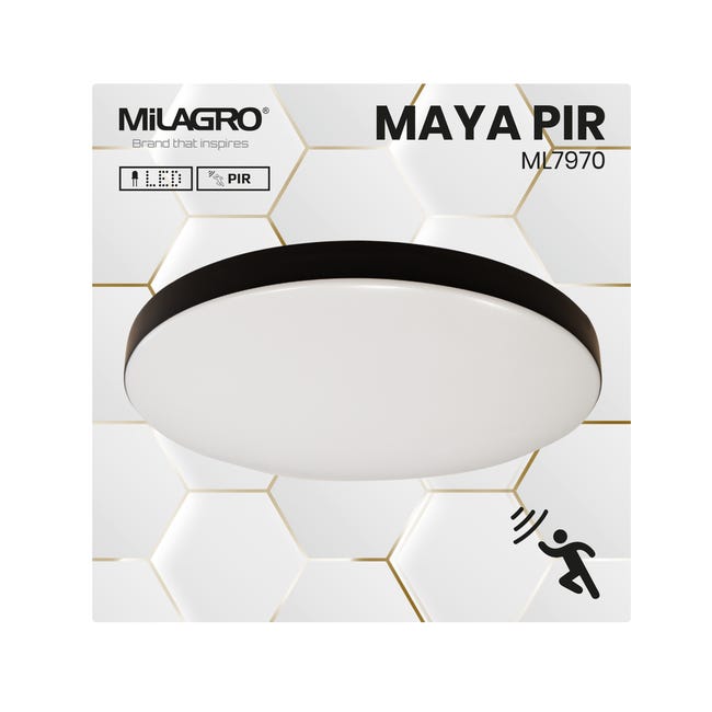 Plafon Maya 33 cm czarny z czujnikiem ruchu 1275 lm LED Eko-Light