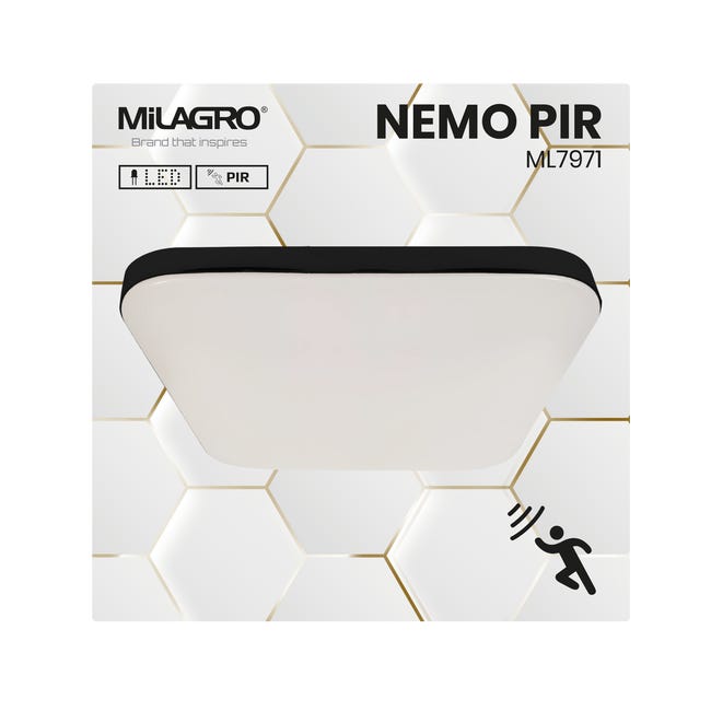 Plafon Nemo 33 cm czarny z czujnikiem ruchu 1530 lm LED Eko-Light