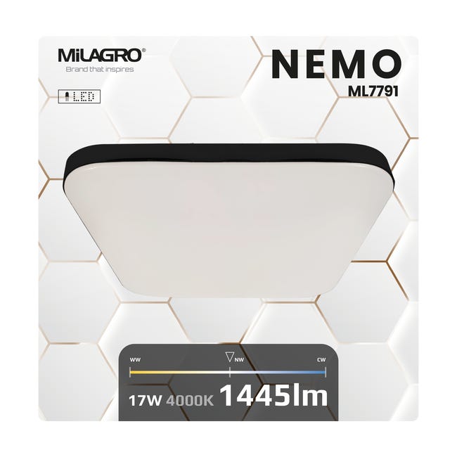 Plafon Nemo IP44 33 cm czarny 1530 lm LED Eko-Light