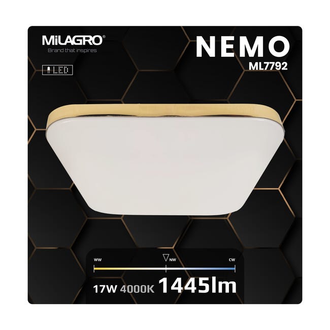 Plafon Nemo IP44 33 cm złoty 1530 lm LED Eko-Light